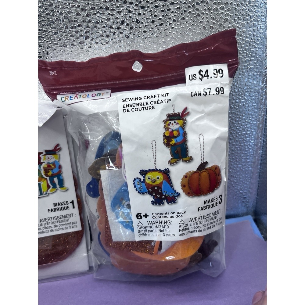 Lot of children's arts and crafts 4 Packages Fall Pumpkin Scarecrow Owl Turkey - Picture 3 of 5
